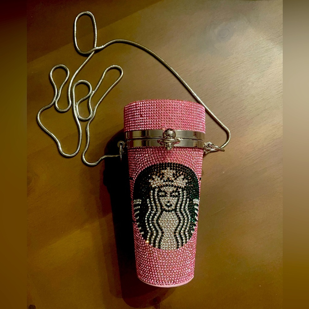 NEW IN BOX Starbucks themed Crystal embellished crossbody bag.